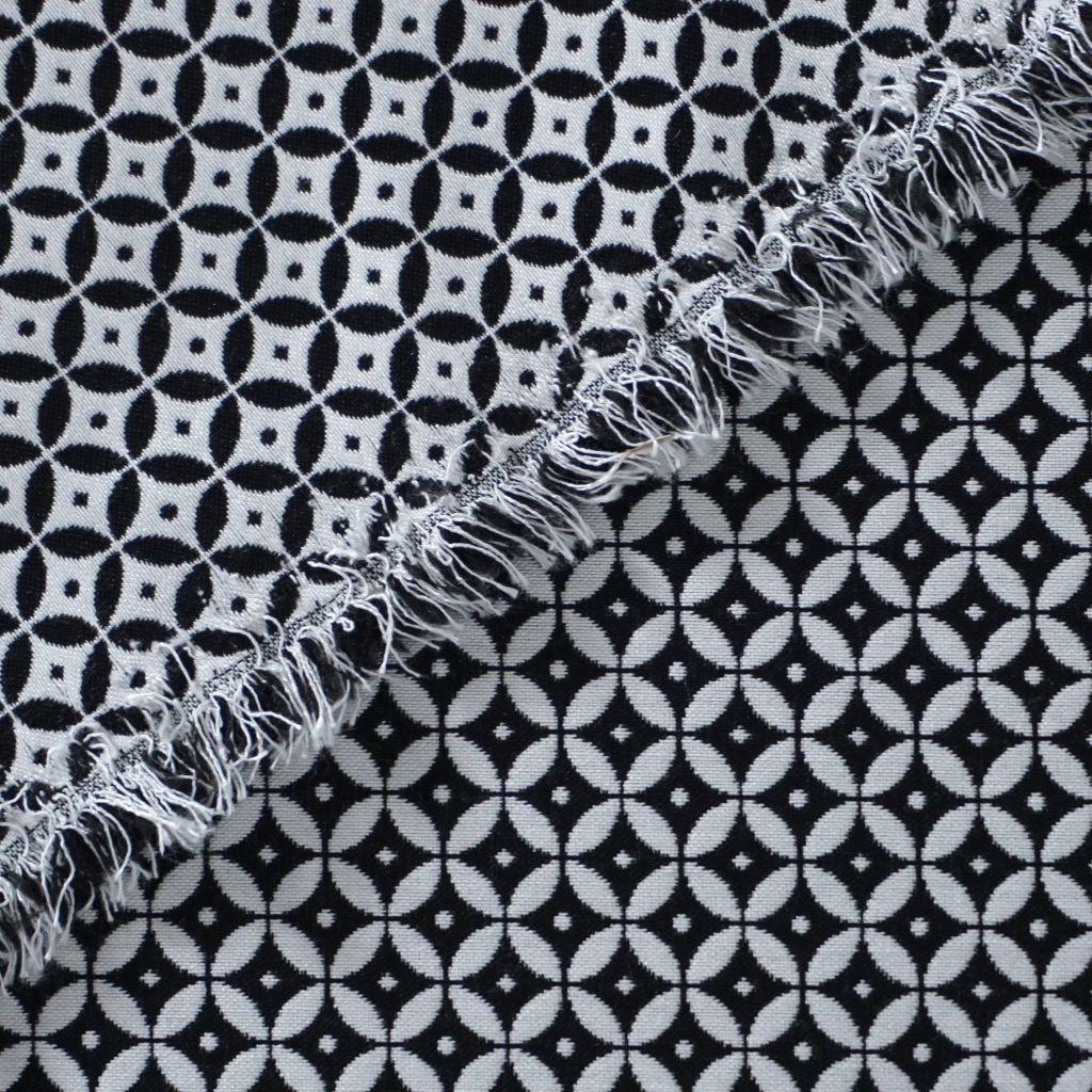 Bengaline Jacquard geometrisches Muster schwarz weiß